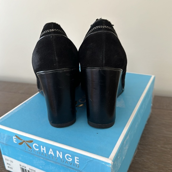 Exchange by Charles David Black Suede Wedge Loafers, Sz 9, never worn - Picture 6 of 10